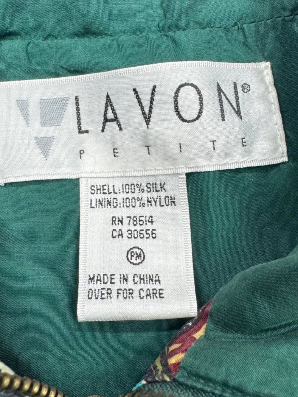 Lavon Womens Silk Bomber Jacket Green Size PM Oversized Postcard Motif - Picture 3 of 12